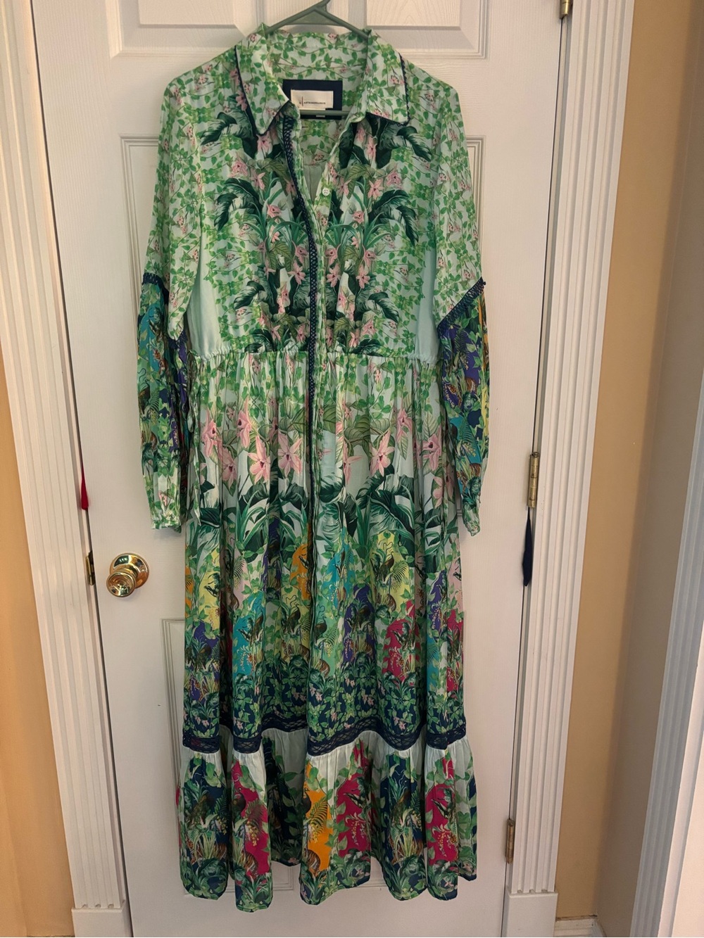 Anthropologie Eleanora Green Multi Floral High-Low Maxi Shirt Dress - Picture 2 of 5